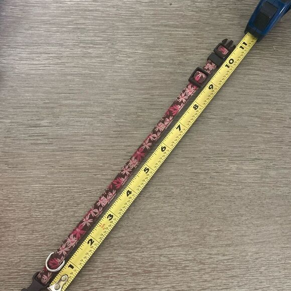 Pink Brown Floral Dog Pet Collar - Picture 2 of 2
